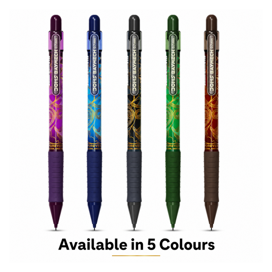 DOMS BAYMECH Mechanical Pencil 0.7 mm | Premium Refillable Pencil with Grip | Smooth Writing & Precision Drawing Tool
