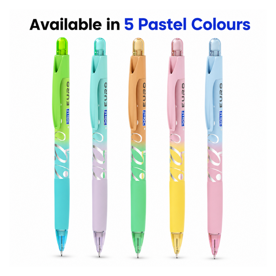 DOMS Euro Click Mechanical Pencil 0.7mm | Smooth Writing Click Pencil with Perfect Grip & Built-in Eraser | Stylish Design