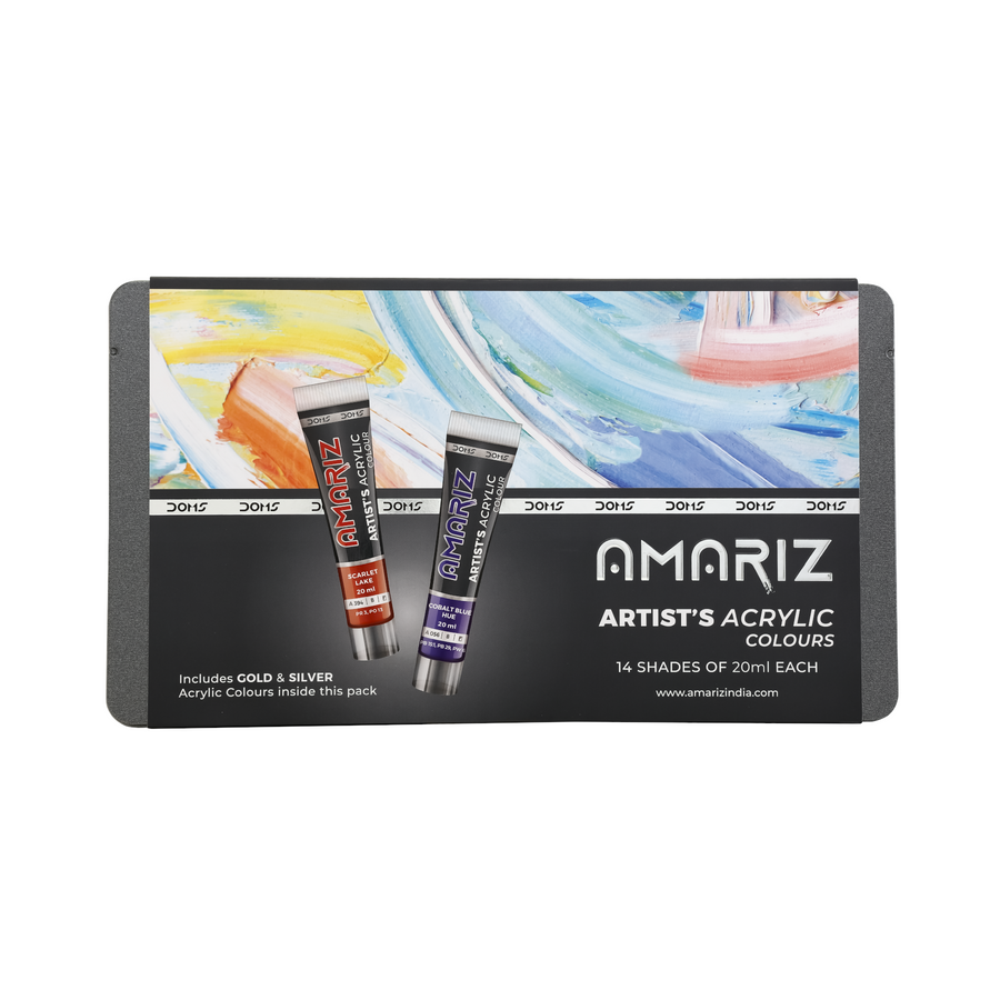 DOMS Amariz Artist ´s Acrylic Colours Set | Professional Acrylic Paint Kit | Rich Pigments for Canvas, Wood & Craft Painting