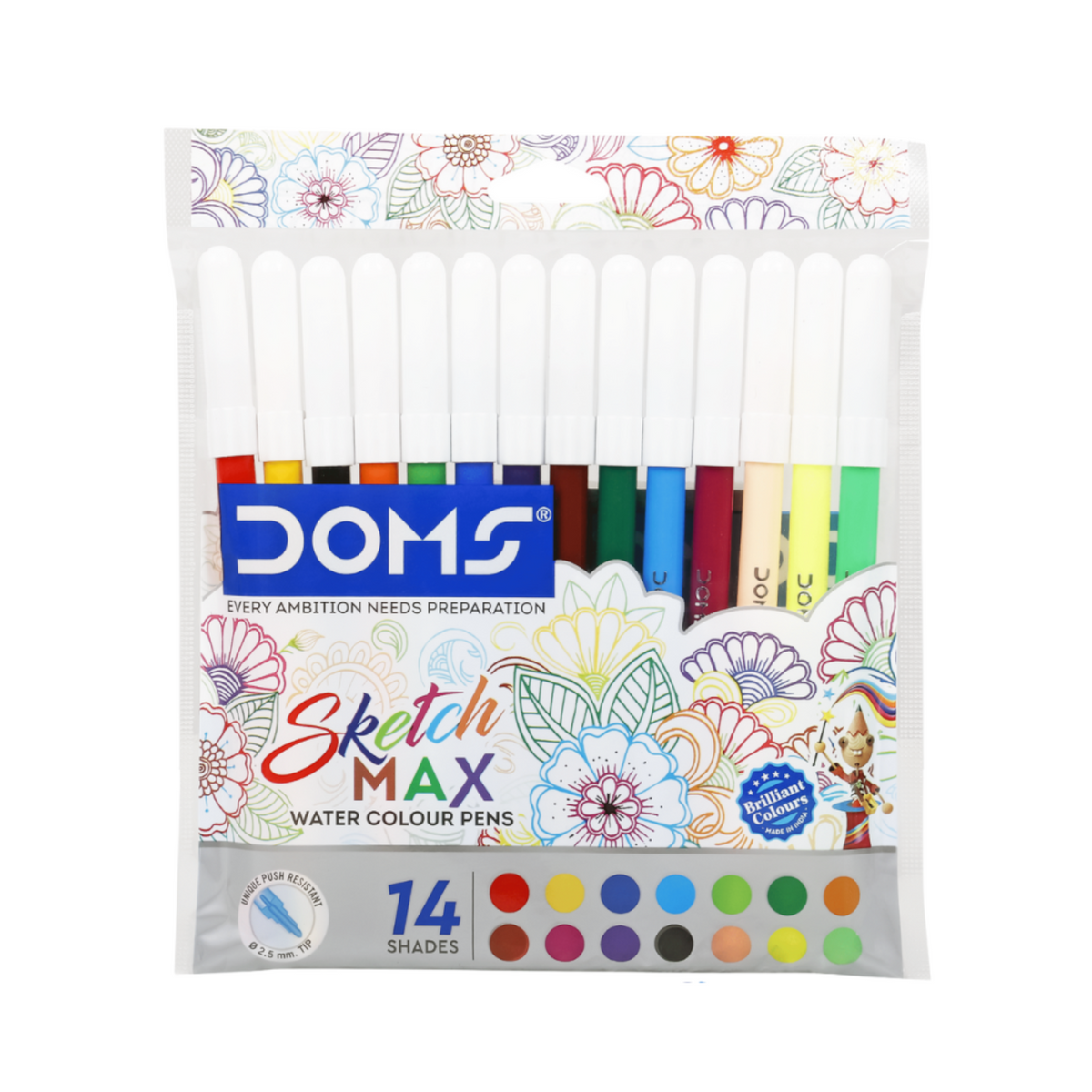 DOMS Sketch Max Water Colour Pens  | Fine Tip Water-Based Colour Pens for Drawing, Sketching & Colouring