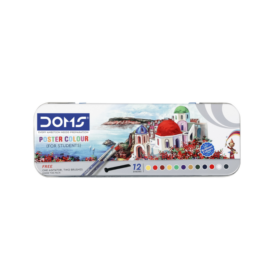 DOMS Student Poster Colours Set  with Brushes & Agitator | Vibrant Poster Paint Kit for Students