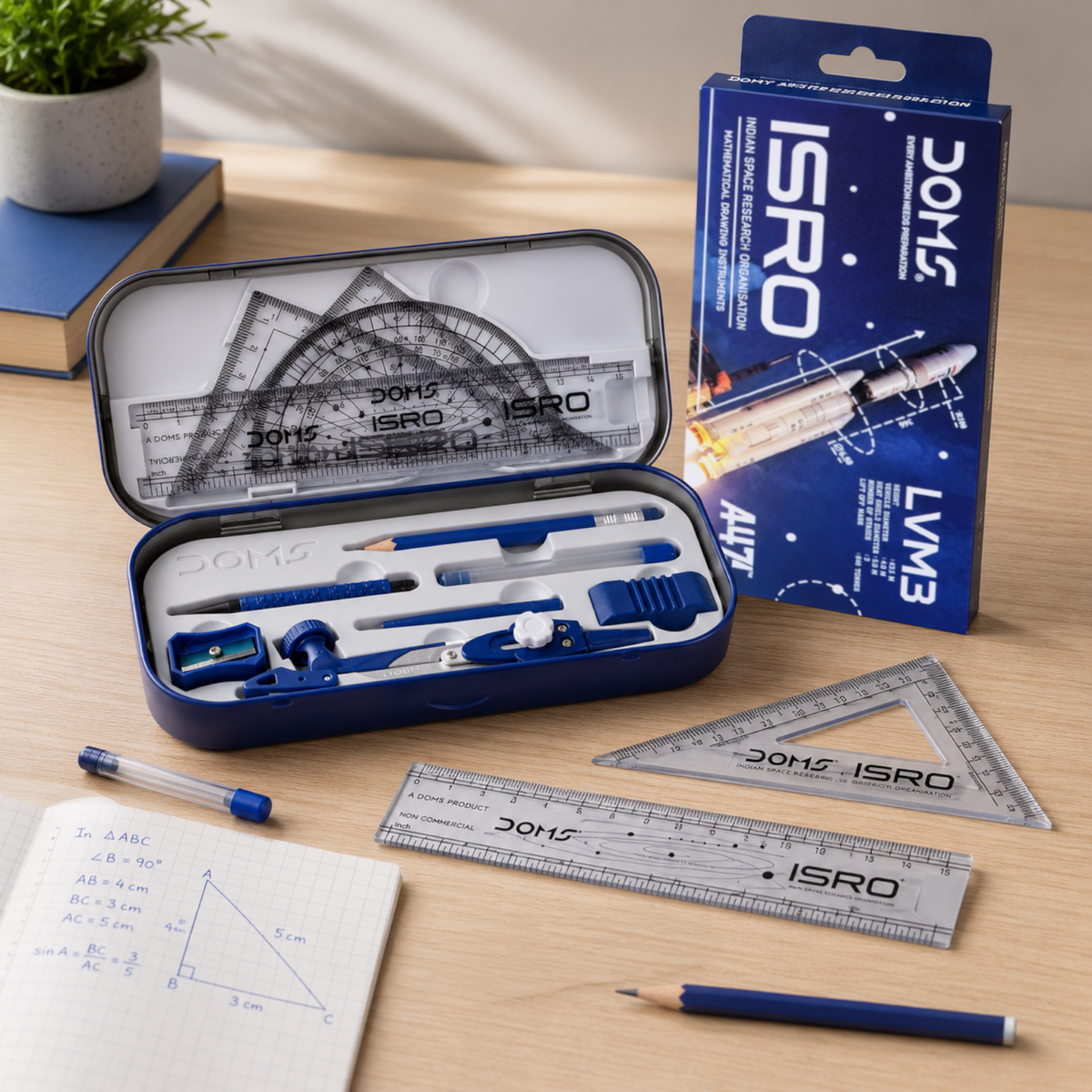 DOMS ISRO Math Drawing Instrument Box – Complete Geometry Set for Students, Precision & Exam Use