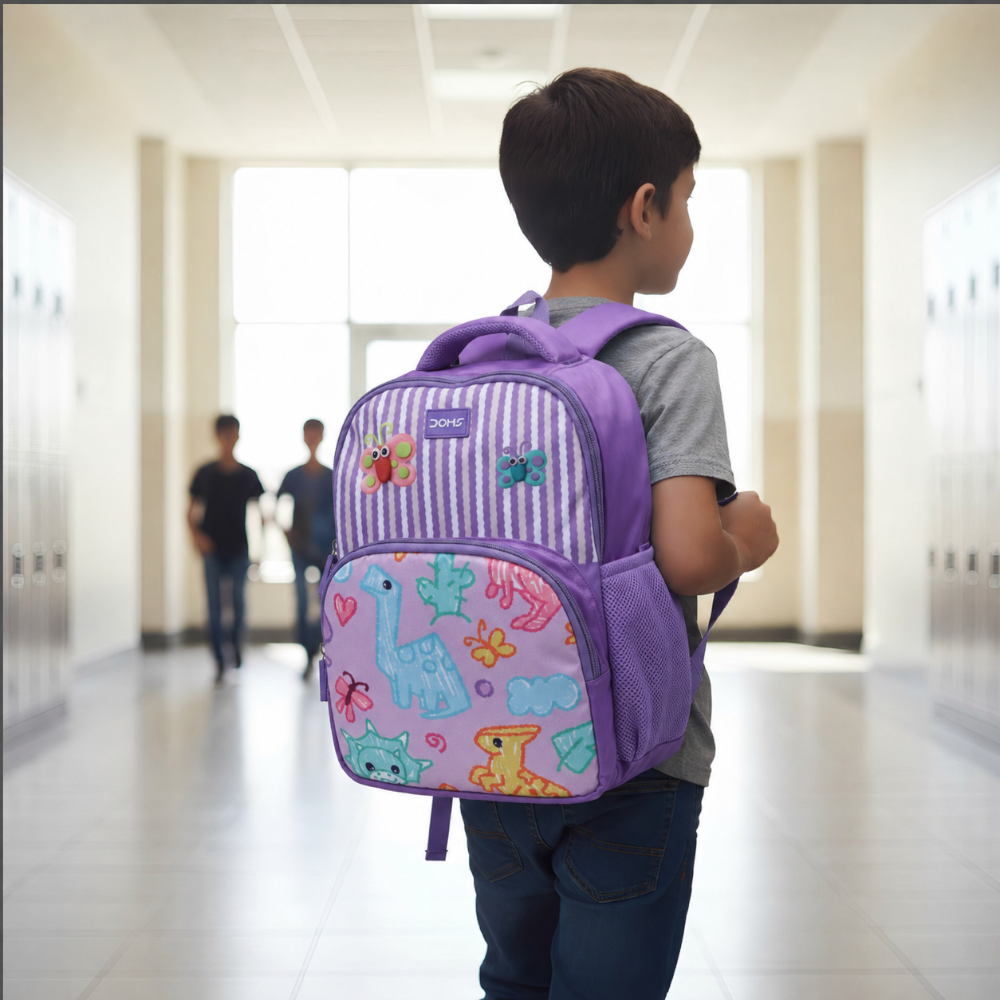 DOMS Dino Bag Kids School Backpack – Lightweight Water-Resistant Dinosaur Theme Bag (14L)