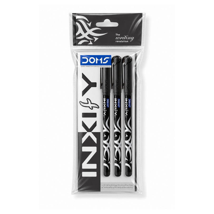 DOMS INXIFY Ball Pens Pack of 5 – Smooth Writing Ball Point Pens, Blue, Black & Red Ink Pens for School, Office & Daily Use