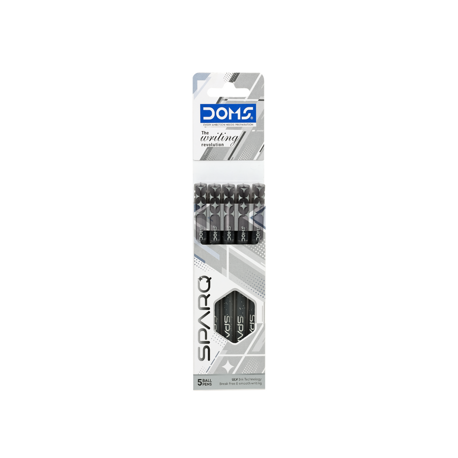 DOMS SPARQ Ball Pens Pack of 5 | ULV Ink Technology | Blue, Black or Red Ink
