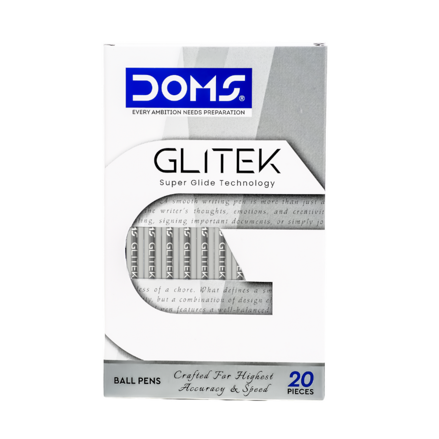 DOMS GLITEK Ball Pens Pack of 20 – Super Glide Smooth Writing Pens, Blue, Black & Red Ink Ball Point Pens for School, Office & Daily Use