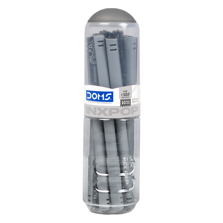 DOMS INXPOP Ball Pen Jar Pack of 10 – 0.7 mm Smooth Writing Pens | Blue, Black & Red Ink | Premium Pastel Pens in Capsule Bottle