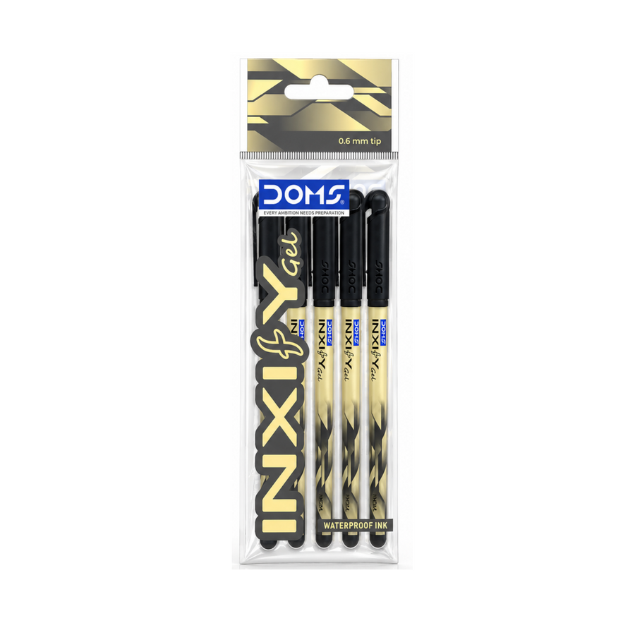 DOMS INXIFY Gel Pens Pack of 12 – 0.6mm Smooth Writing Gel Pens, Waterproof Ink, Blue, Black & Red Pens for School, Office & Exams