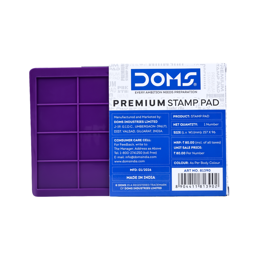 DOMS Premium Jumbo Stamp Pad – Jumbo Size Ink Pad | Violet, Black and Red | Extra-Large Surface for Clear & Bold Stamping