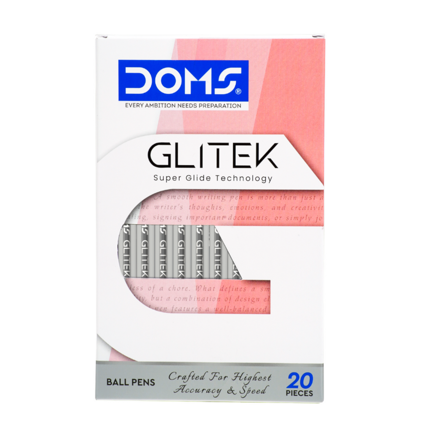 DOMS GLITEK Ball Pens Pack of 20 – Super Glide Smooth Writing Pens, Blue, Black & Red Ink Ball Point Pens for School, Office & Daily Use