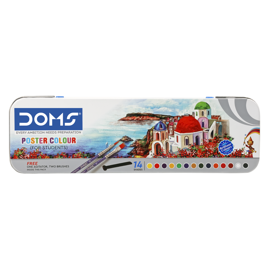 DOMS Student Poster Colours Set  with Brushes & Agitator | Vibrant Poster Paint Kit for Students