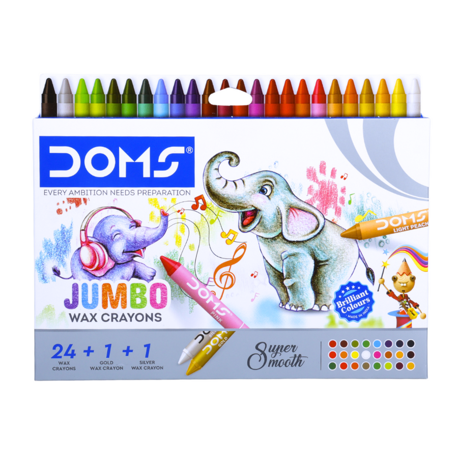 DOMS JUMBO Wax Crayons Set for Kids | Vibrant Non-Toxic Coloring Crayons | Smooth, Break-Resistant Art & School Drawing Crayons