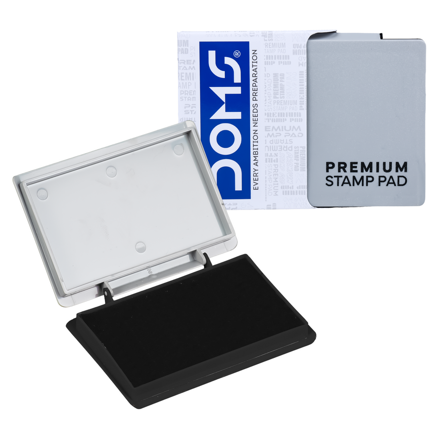 DOMS Premium Big Stamp Pad – Medium Large Ink Pad | Violet, Black and Red | Smooth & Clear Impression for Office & School Use